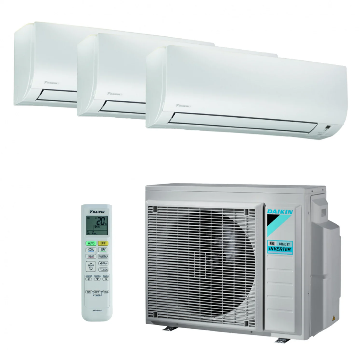 Daikin 3MXM68 Triple – 6,8 kW · 1×3,5 kW + 2×2,5 kW FTXP Comfora A++
